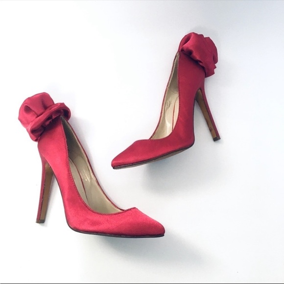 🍀3/$30 Colin Stuart Magenta Satin Rose Stilettos pointed toe heel pump size 6.5 - Picture 8 of 10